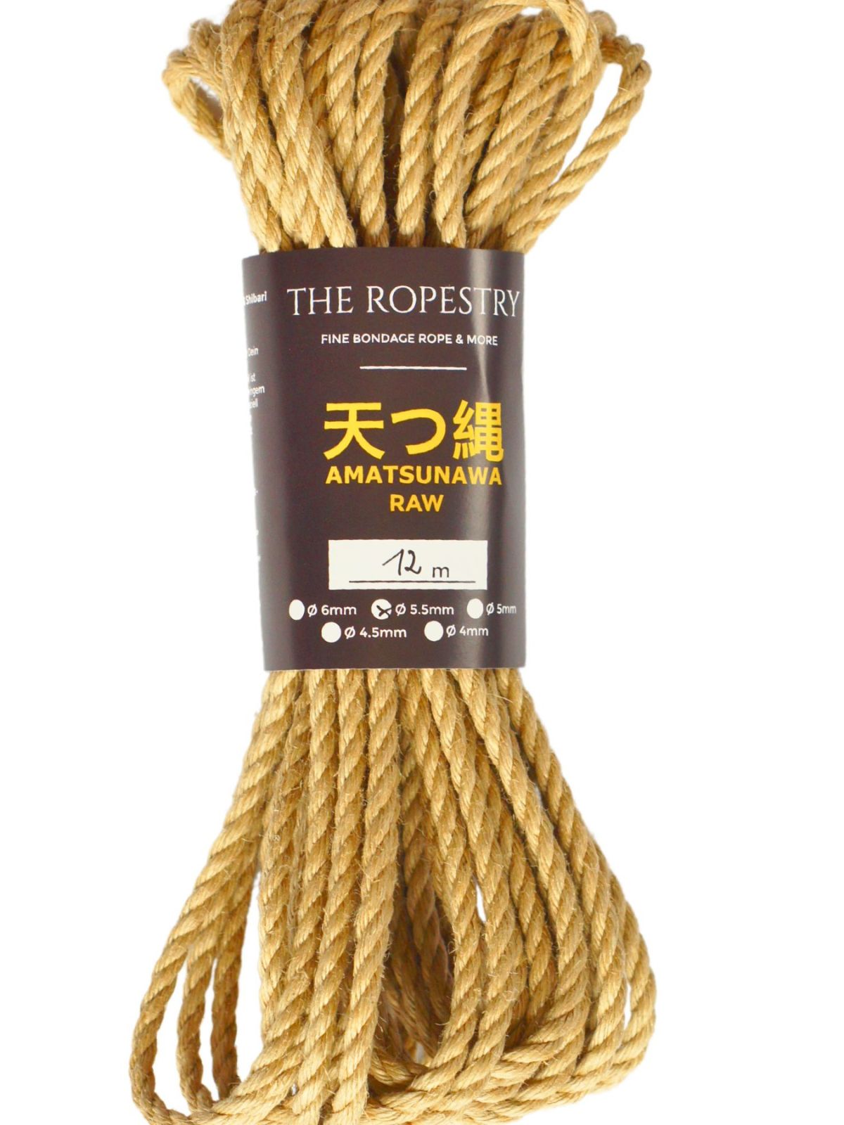 ø 5.5mm RAW AMATSUNAWA 5/5 jute rope for Shibari, Kinbaku bondage, untreated, JBO-free
