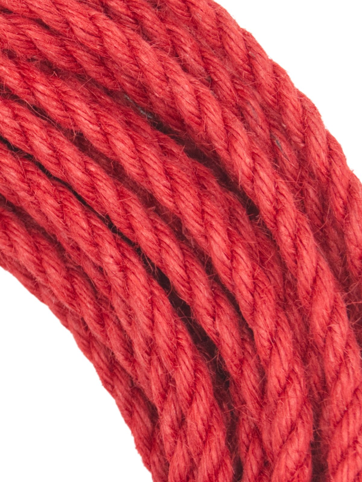 ø 5.5mm KIYOMI RED strong single-ply Z-twist medium-lay jute rope for Shibari & Kinbaku applications, untreated, JBO-free 