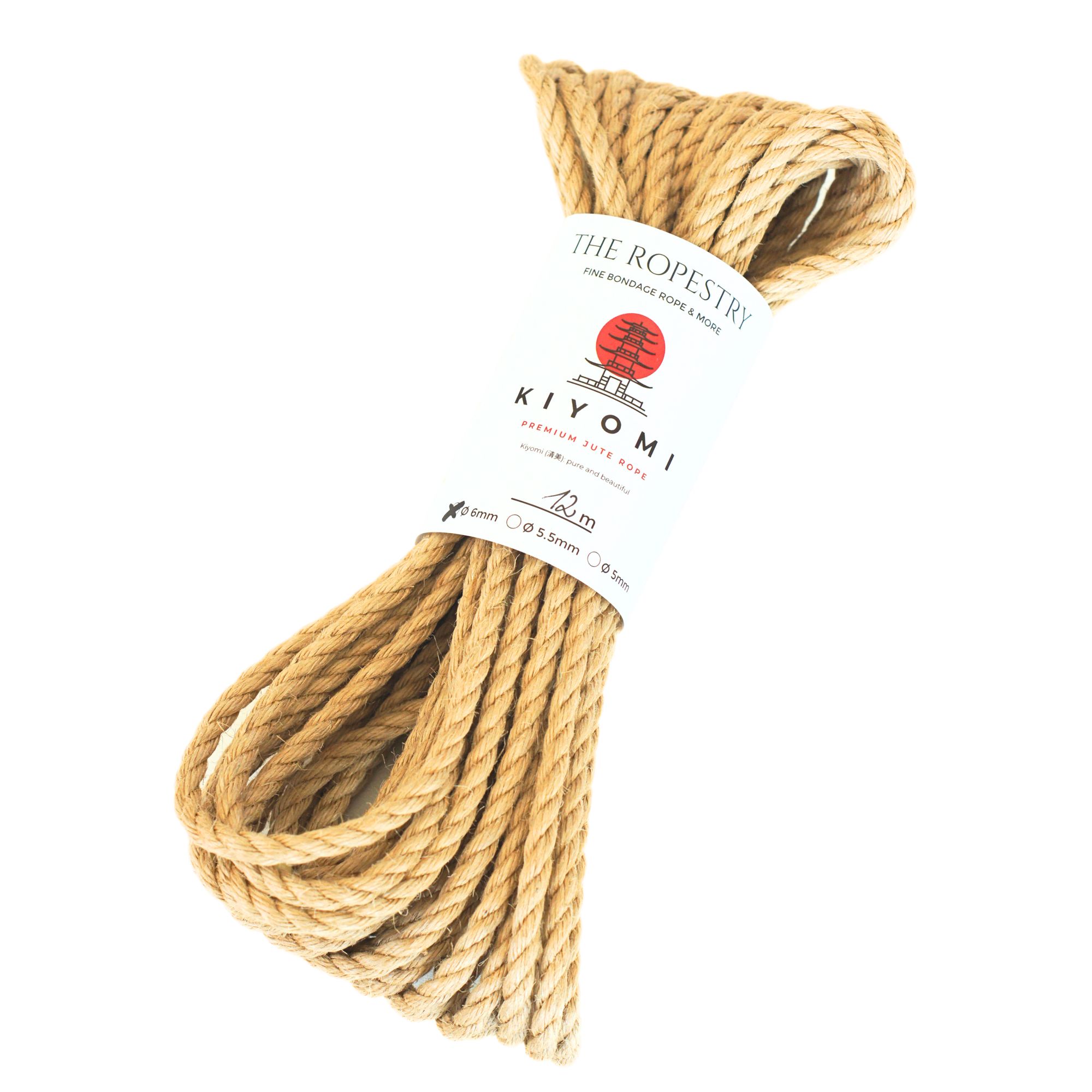 ø 6mm KIYOMI strong single-ply Z-twist medium-lay jute rope for Shibari & Kinbaku applications, untreated, durable & versatile, JBO-free