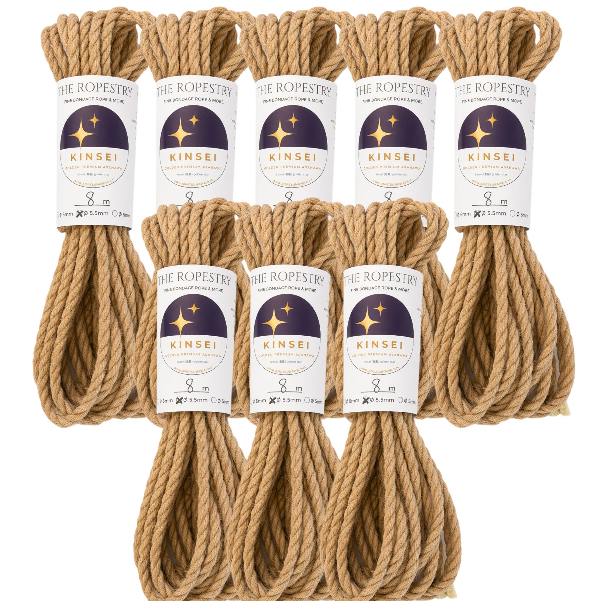 ø 5.5mm KINSEI golden premium jute rope, Z-twist medium-lay jute rope for Shibari & Kinbaku applications, untreated, JBO-free | TheRopestry