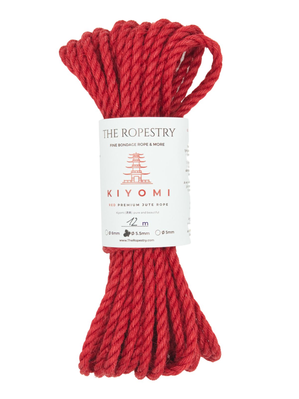 ø 5.5mm KIYOMI RED strong single-ply Z-twist medium-lay jute rope for Shibari & Kinbaku applications, untreated, JBO-free  ø 5.5mm KIYOMI RED strong single-ply Z-twist medium-lay jute rope for Shibari & Kinbaku applications, untreated, JBO-free