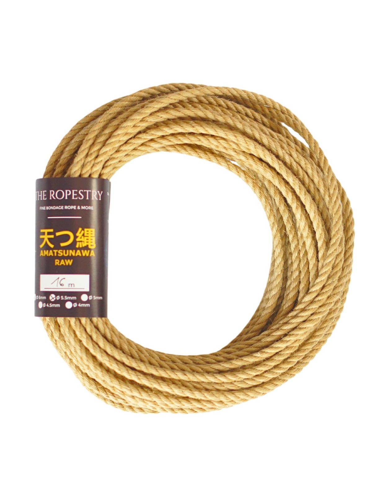 ø 5.5mm RAW AMATSUNAWA 5/5 jute rope for Shibari, Kinbaku bondage, untreated, JBO-free