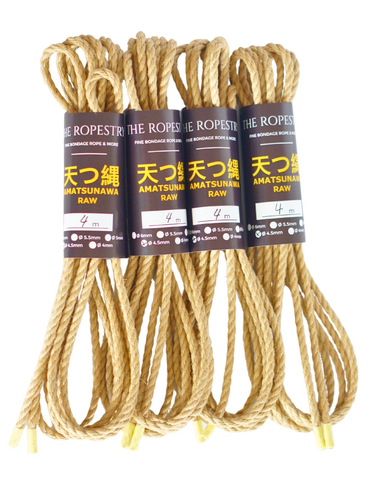 RAW Ø4.5mm Shibari jute ropes for Kinbaku und BDSM bondage, premium quality