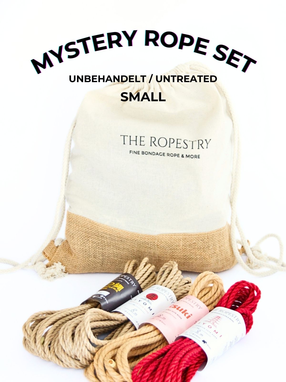 Mystery Rope Set - A surprise selection of 8.30 m jute ropes, mixed from our range, plus a storage bag, instructions etc.
