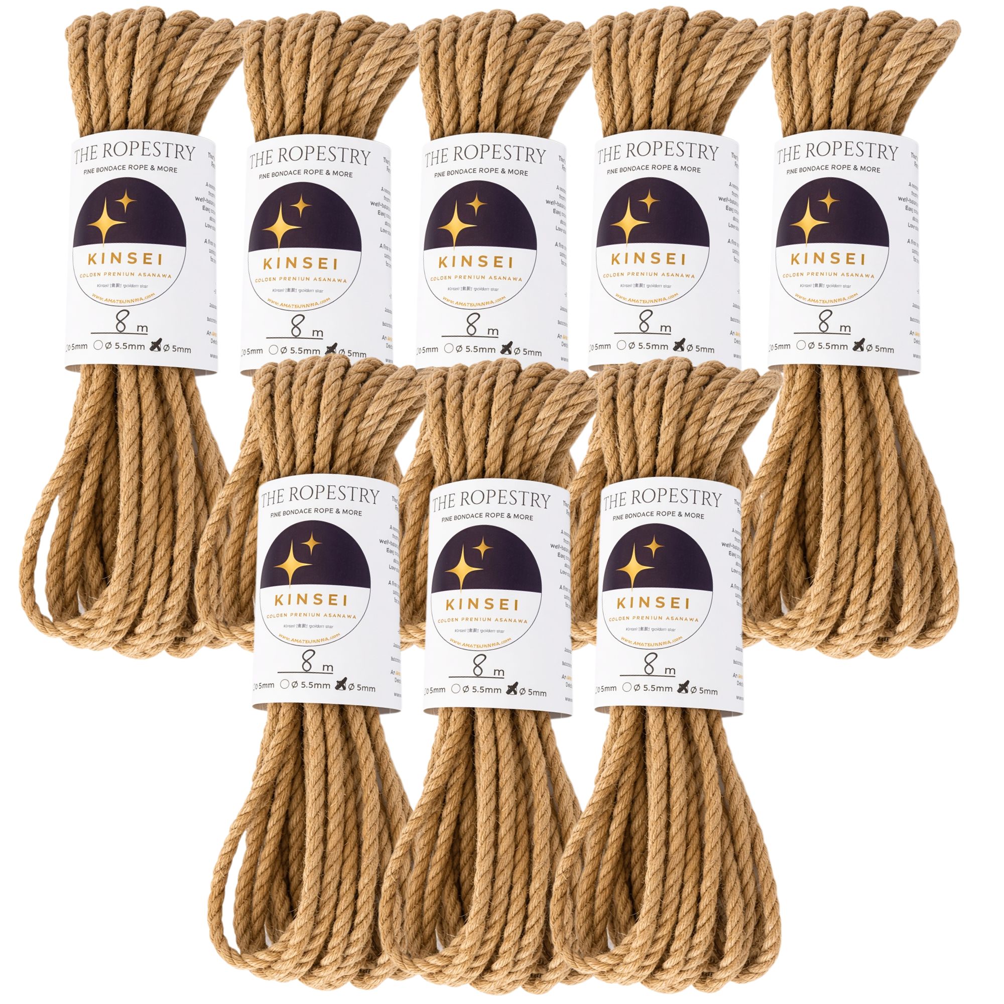 ø 5mm KINSEI golden premium jute rope, Z-twist medium-lay jute rope for Shibari & Kinbaku applications, untreated, JBO-free | TheRopestry
