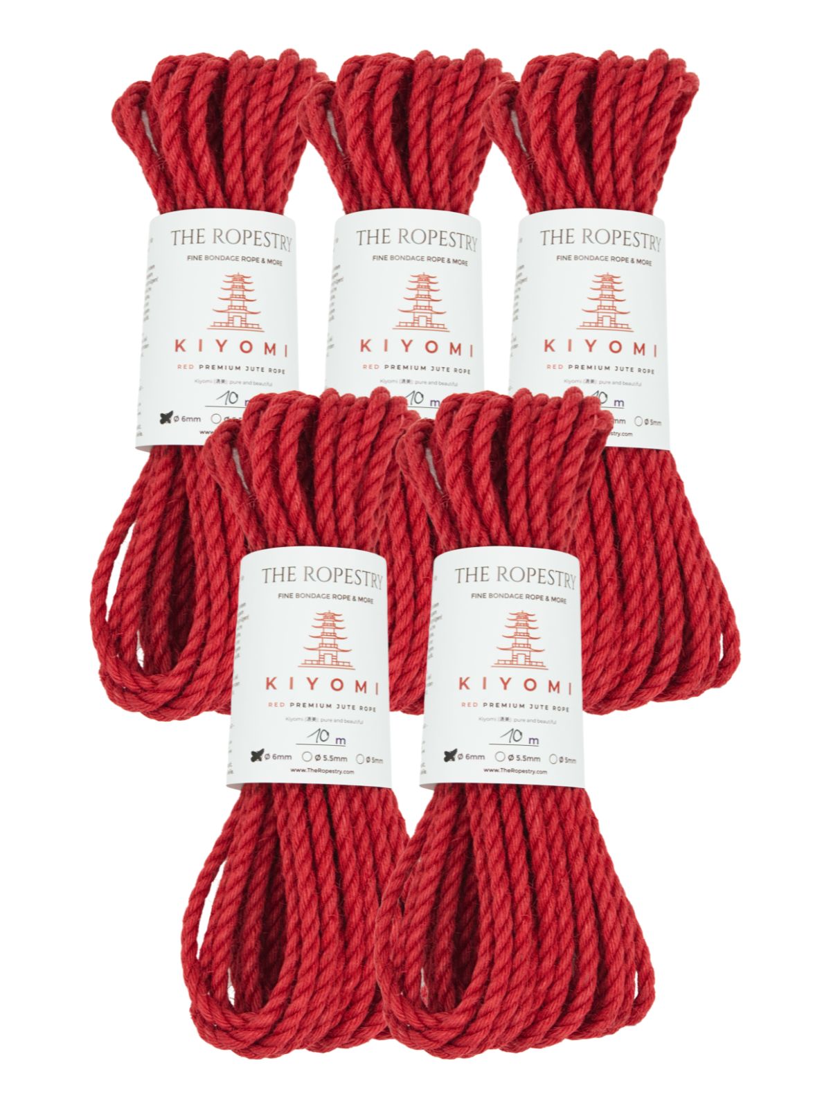 ø 6mm KIYOMI RED strong single-ply Z-twist medium-lay jute rope for Shibari & Kinbaku applications, untreated, JBO-free ø 6mm KIYOMI RED strong single-ply Z-twist medium-lay jute rope for Shibari & Kinbaku applications, untreated, JBO-free