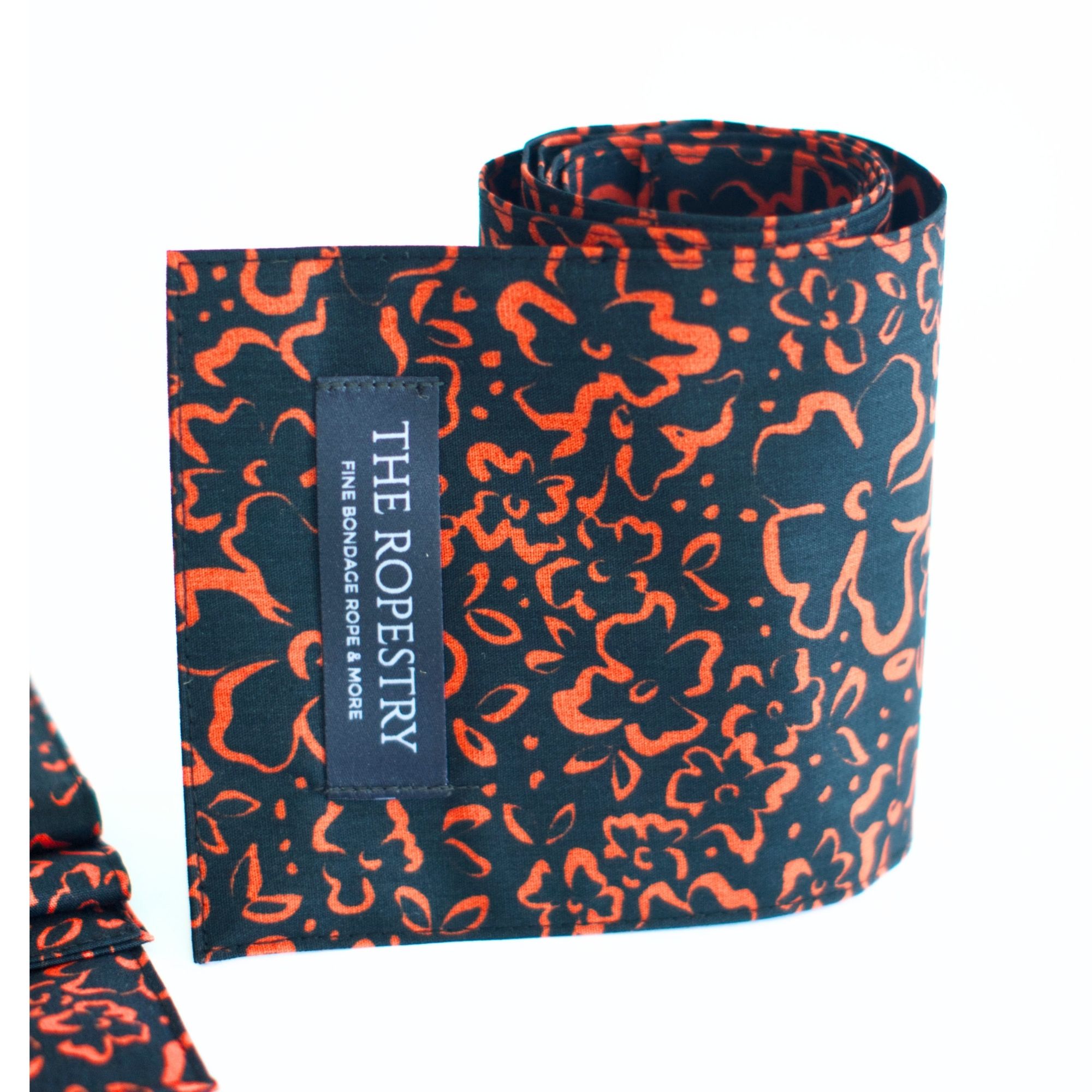 Blindfold "Black Blossom" pure cotton with allover print – 3-Ply Sleep Mask & Bondage Restraint – Multi-use Tie, Shibari Accessoire