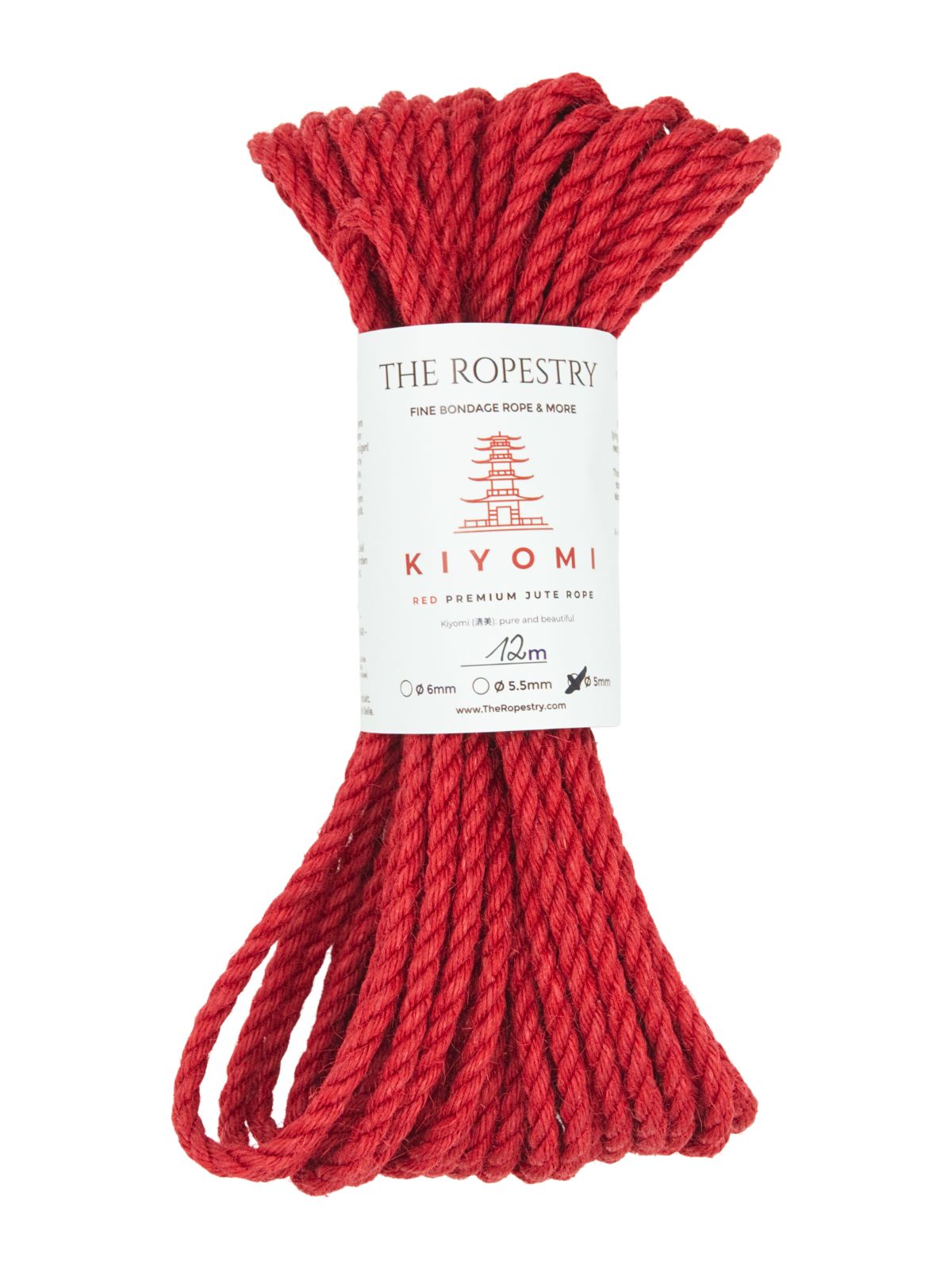 ø 5mm KIYOMI RED strong single-ply Z-twist medium-lay jute rope for Shibari & Kinbaku applications, untreated, JBO-free  ø 5mm KIYOMI RED strong single-ply Z-twist medium-lay jute rope for Shibari & Kinbaku applications, untreated, JBO-free