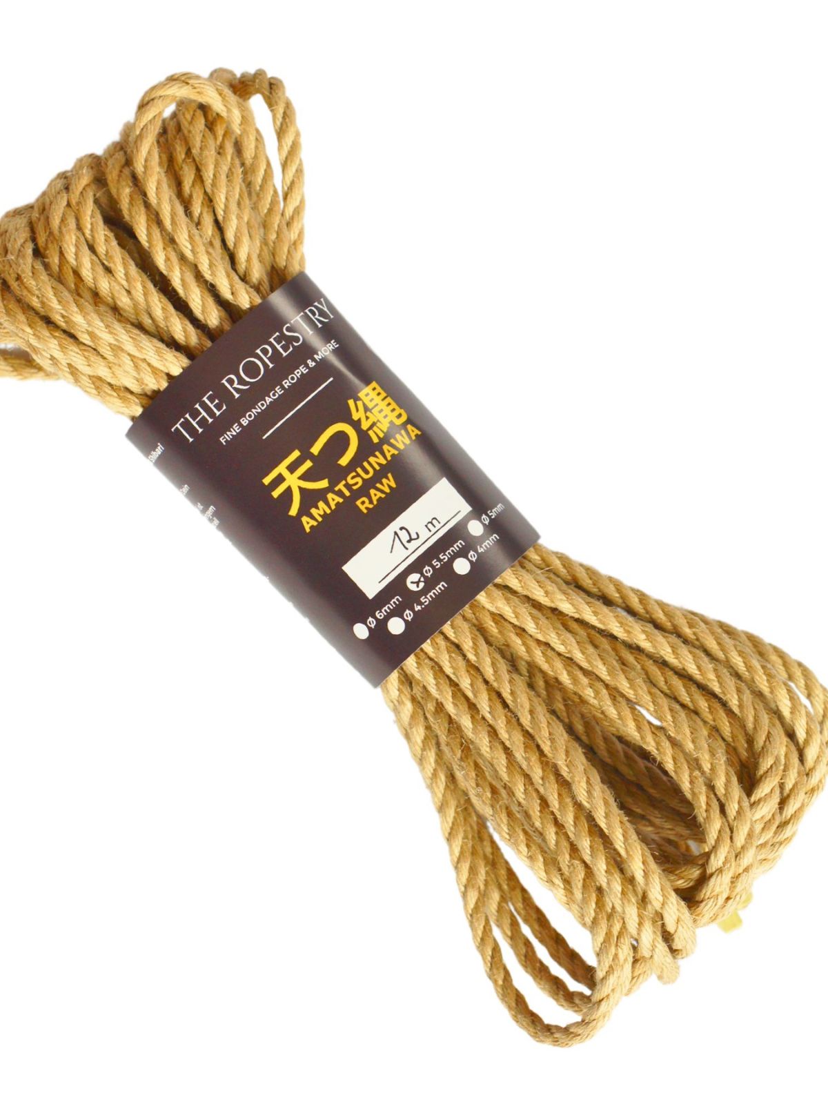 ø 5.5mm RAW AMATSUNAWA 5/5 jute rope for Shibari, Kinbaku bondage, untreated, JBO-free