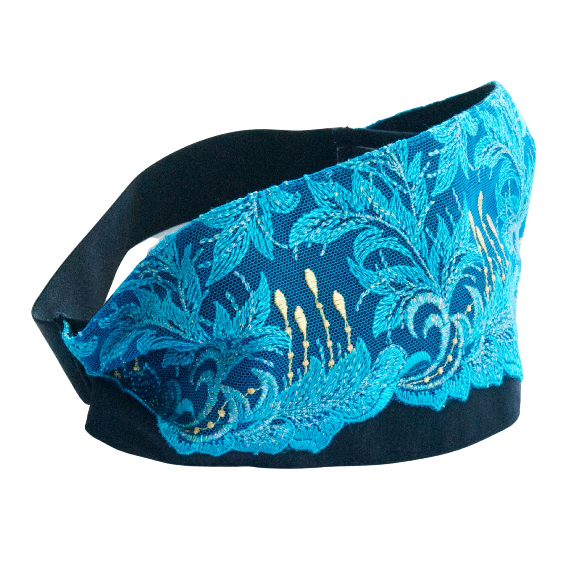 Blindfold "Cyan" with delicate lace – for Shibari & Sensory Play, Meditation Mask | Exclusive Design by TheRopestry