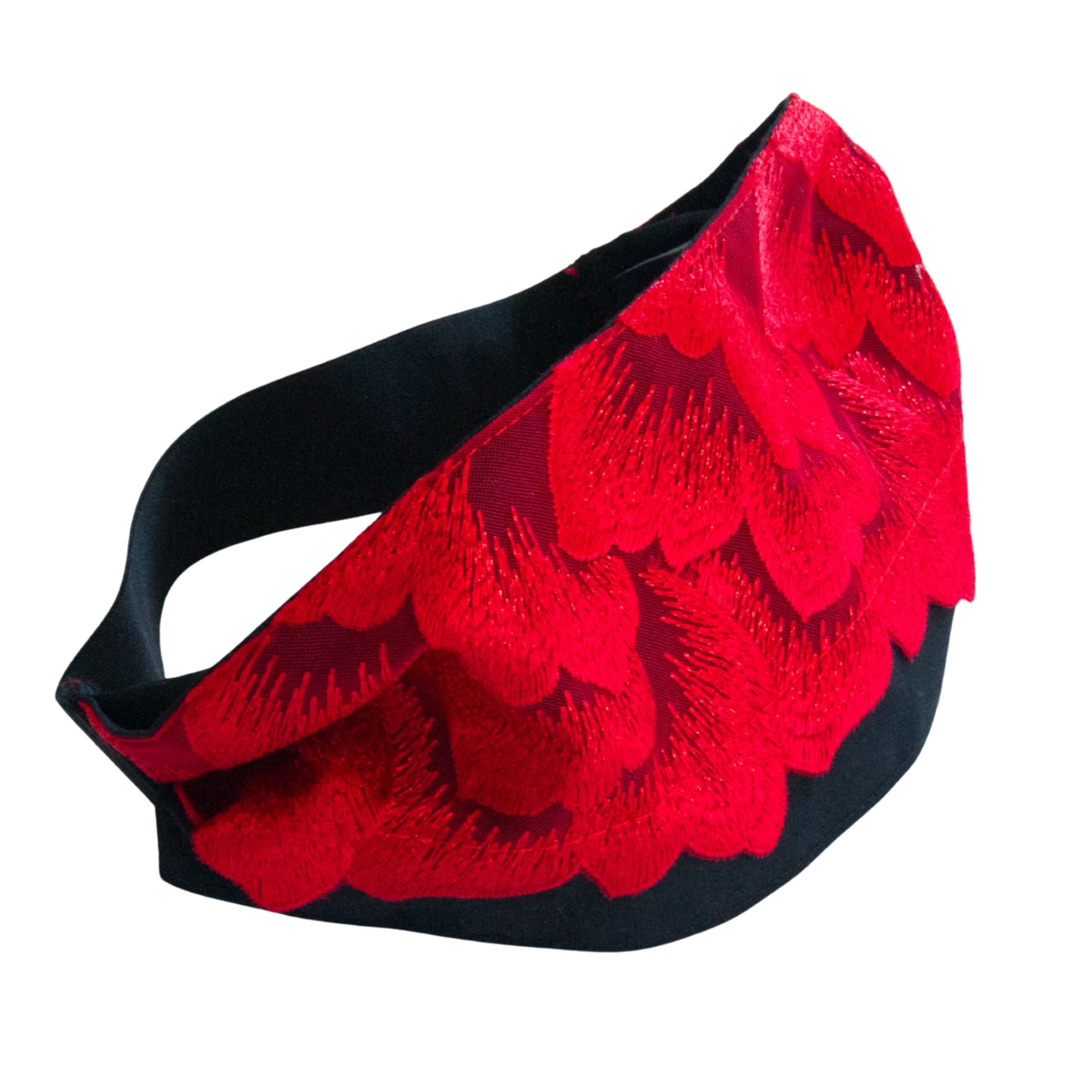 Augenbinde "Carmine" mit leuchtend roter Spitze – für Shibari & Sensory Play, Meditationsmaske | Exklusiv-Design von TheRopestry