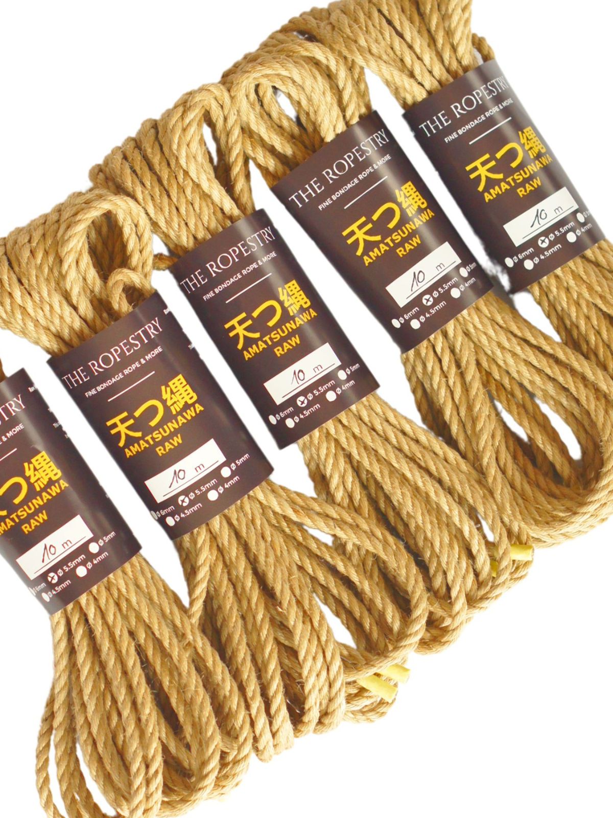 ø 5.5mm RAW AMATSUNAWA 5/5 jute rope for Shibari, Kinbaku bondage, untreated, JBO-free