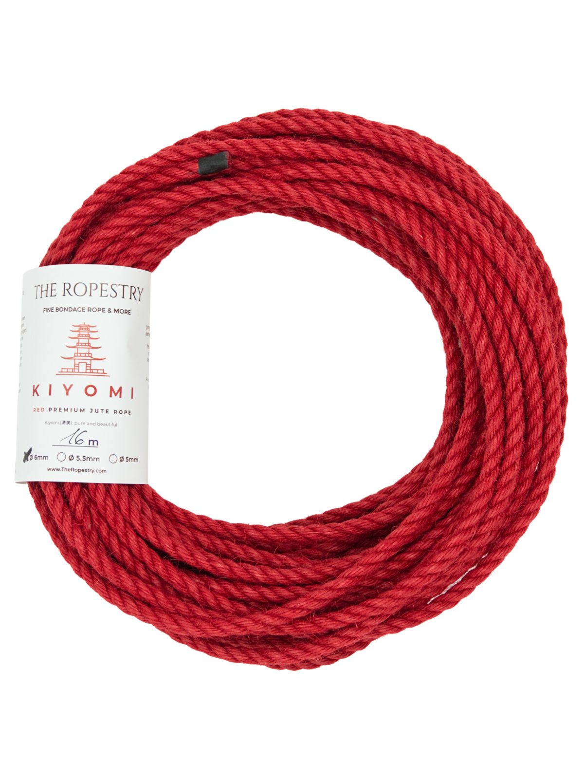 ø 6mm KIYOMI RED strong single-ply Z-twist medium-lay jute rope for Shibari & Kinbaku applications, untreated, JBO-free ø 6mm KIYOMI RED strong single-ply Z-twist medium-lay jute rope for Shibari & Kinbaku applications, untreated, JBO-free