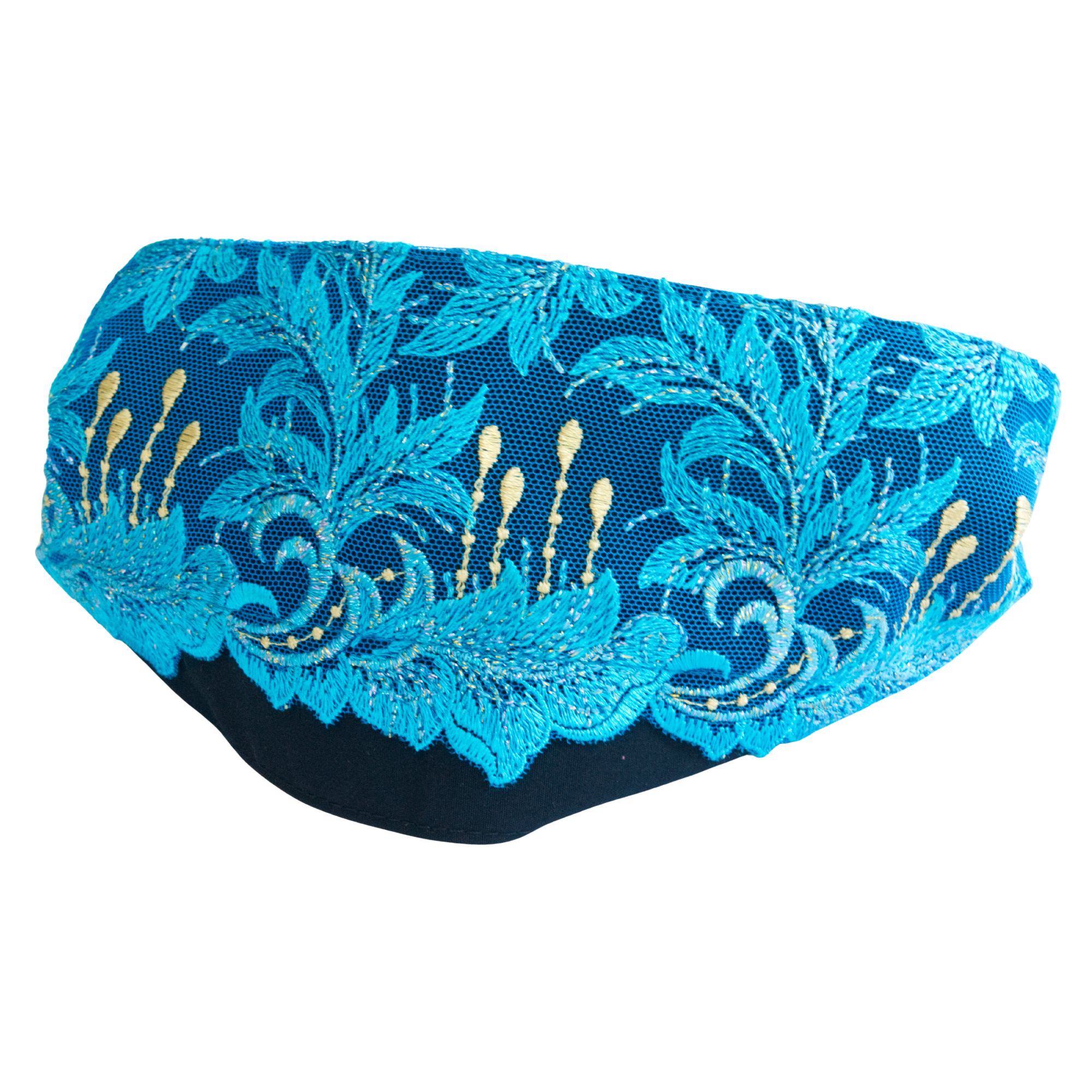 Blindfold "Cyan" with delicate lace – for Shibari & Sensory Play, Meditation Mask | Exclusive Design by TheRopestry