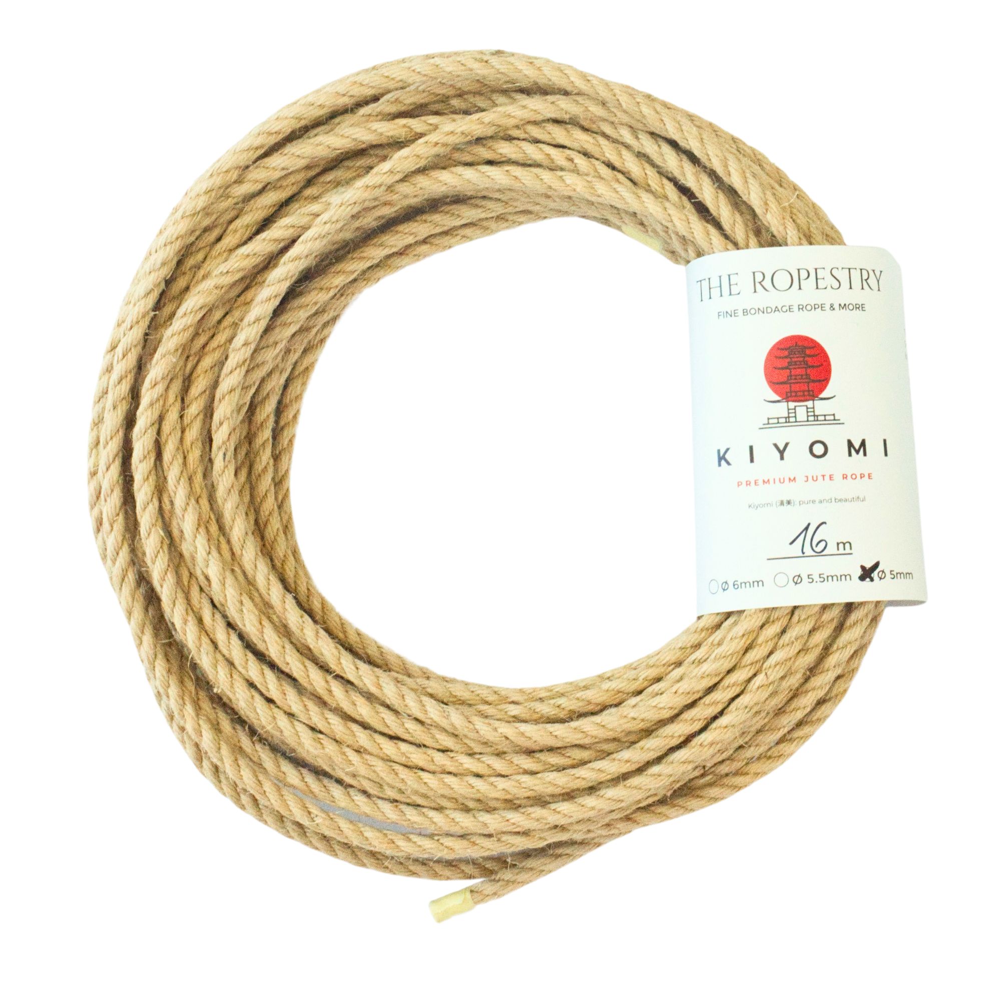 ø 5.5mm KIYOMI strong single-ply Z-twist medium-lay jute rope for Shibari & Kinbaku applications, untreated, durable & versatile, JBO-free