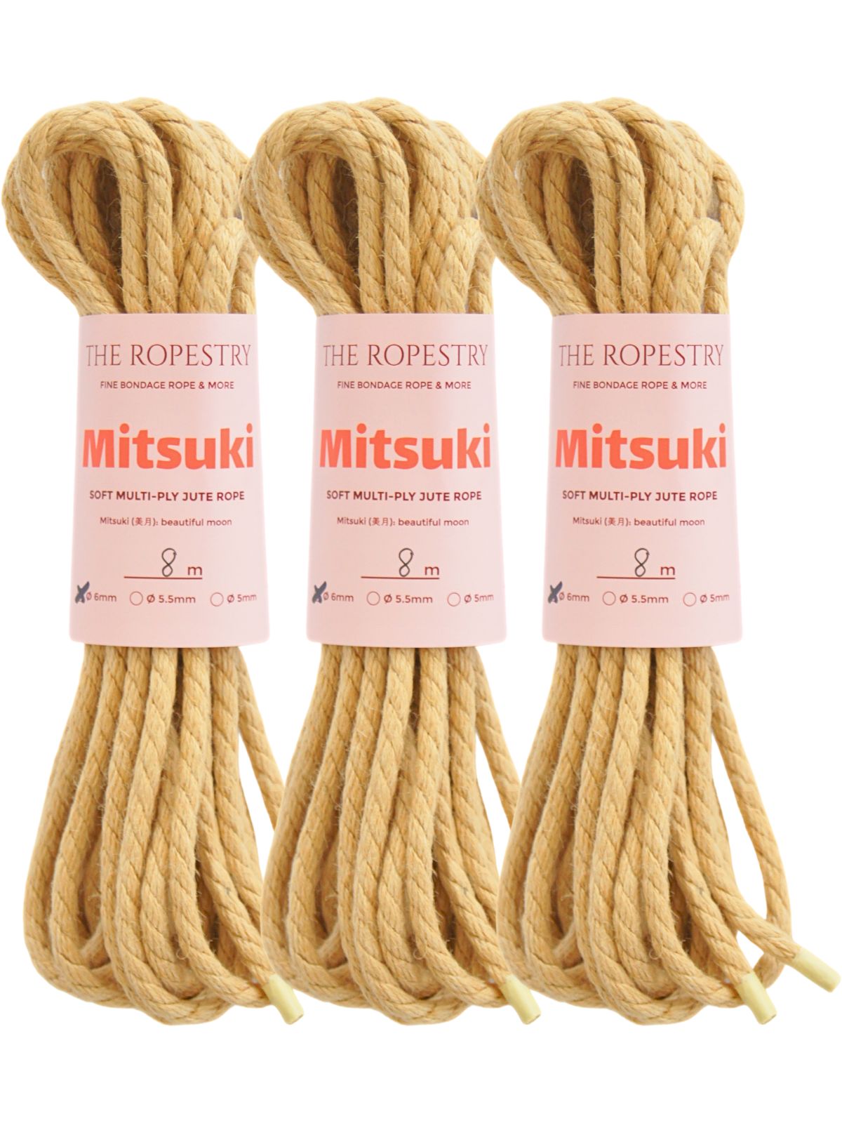 Ø 6mm Mitsuki - soft multi-ply jute ropes for Shibari & Kinbaku bondage ...