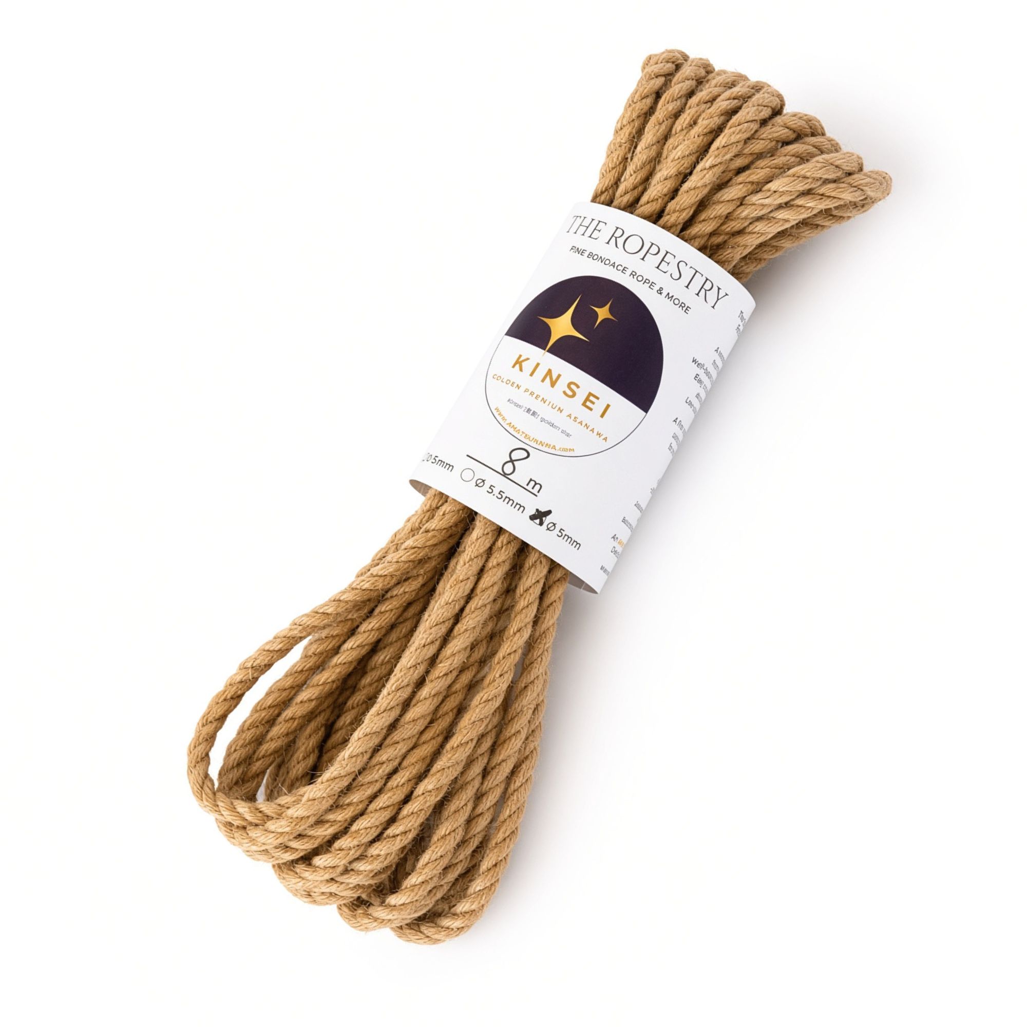 ø 5mm KINSEI golden premium jute rope, Z-twist medium-lay jute rope for Shibari & Kinbaku applications, untreated, JBO-free | TheRopestry