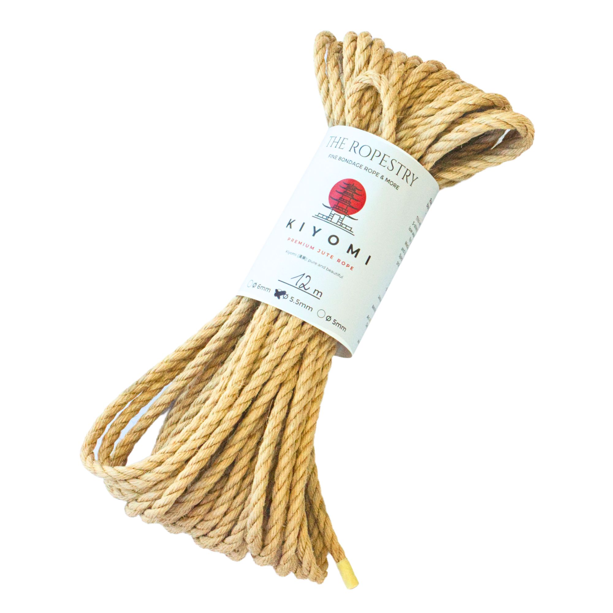 ø 5.5mm KIYOMI strong single-ply Z-twist medium-lay jute rope for Shibari & Kinbaku applications, untreated, durable & versatile, JBO-free