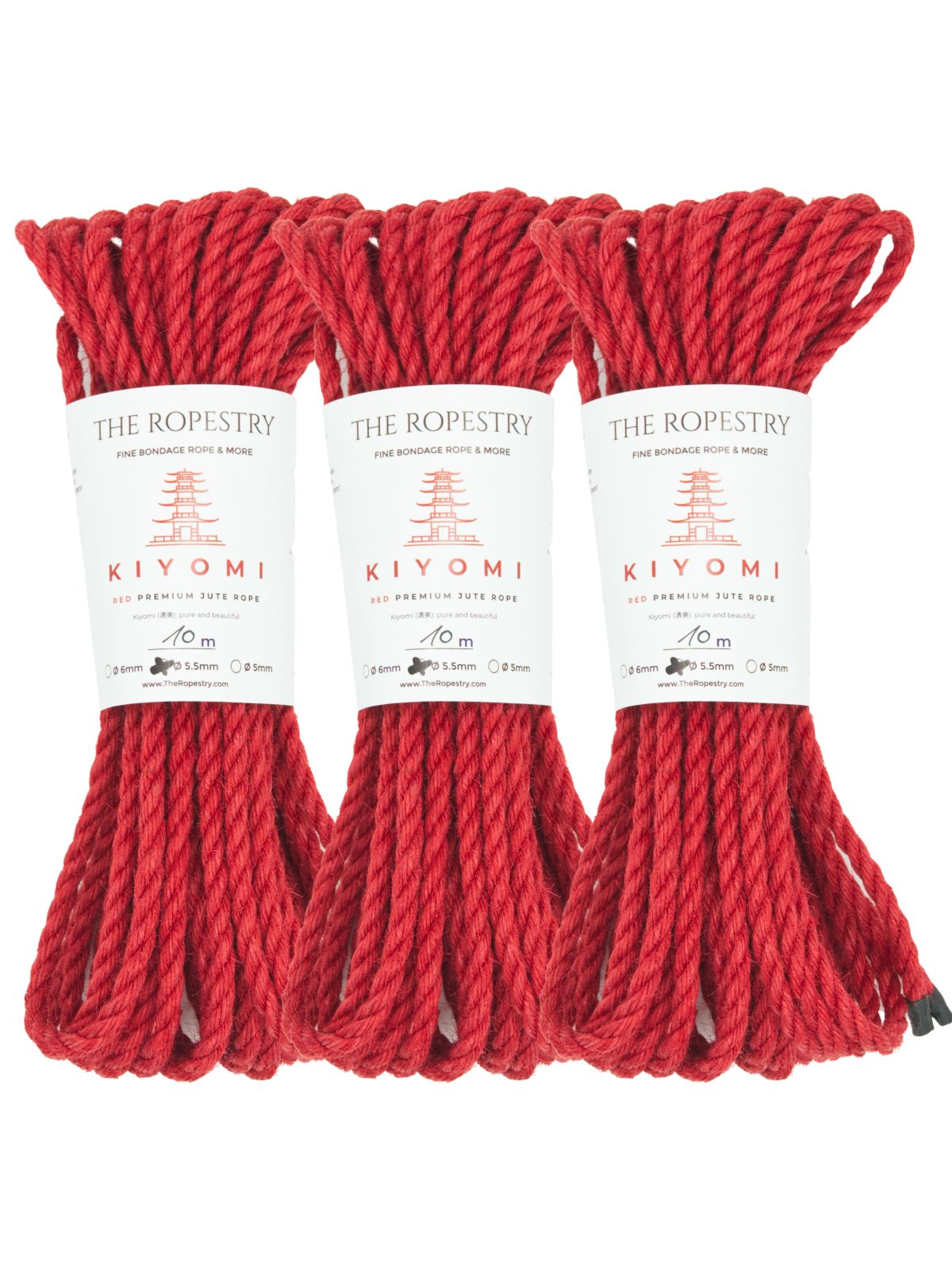 ø 5.5mm KIYOMI RED strong single-ply Z-twist medium-lay jute rope for Shibari & Kinbaku applications, untreated, JBO-free  ø 5.5mm KIYOMI RED strong single-ply Z-twist medium-lay jute rope for Shibari & Kinbaku applications, untreated, JBO-free