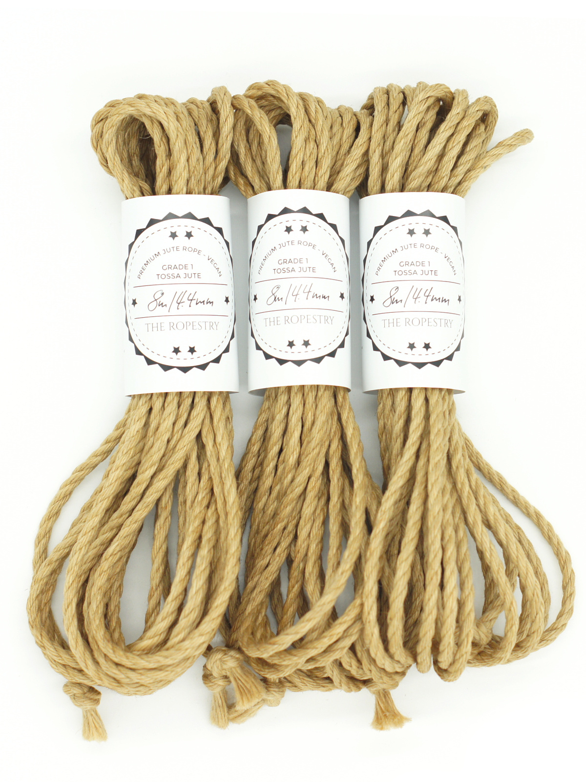 3pc set, ∅ 4.4mm, 8m, jute rope, ready for use 