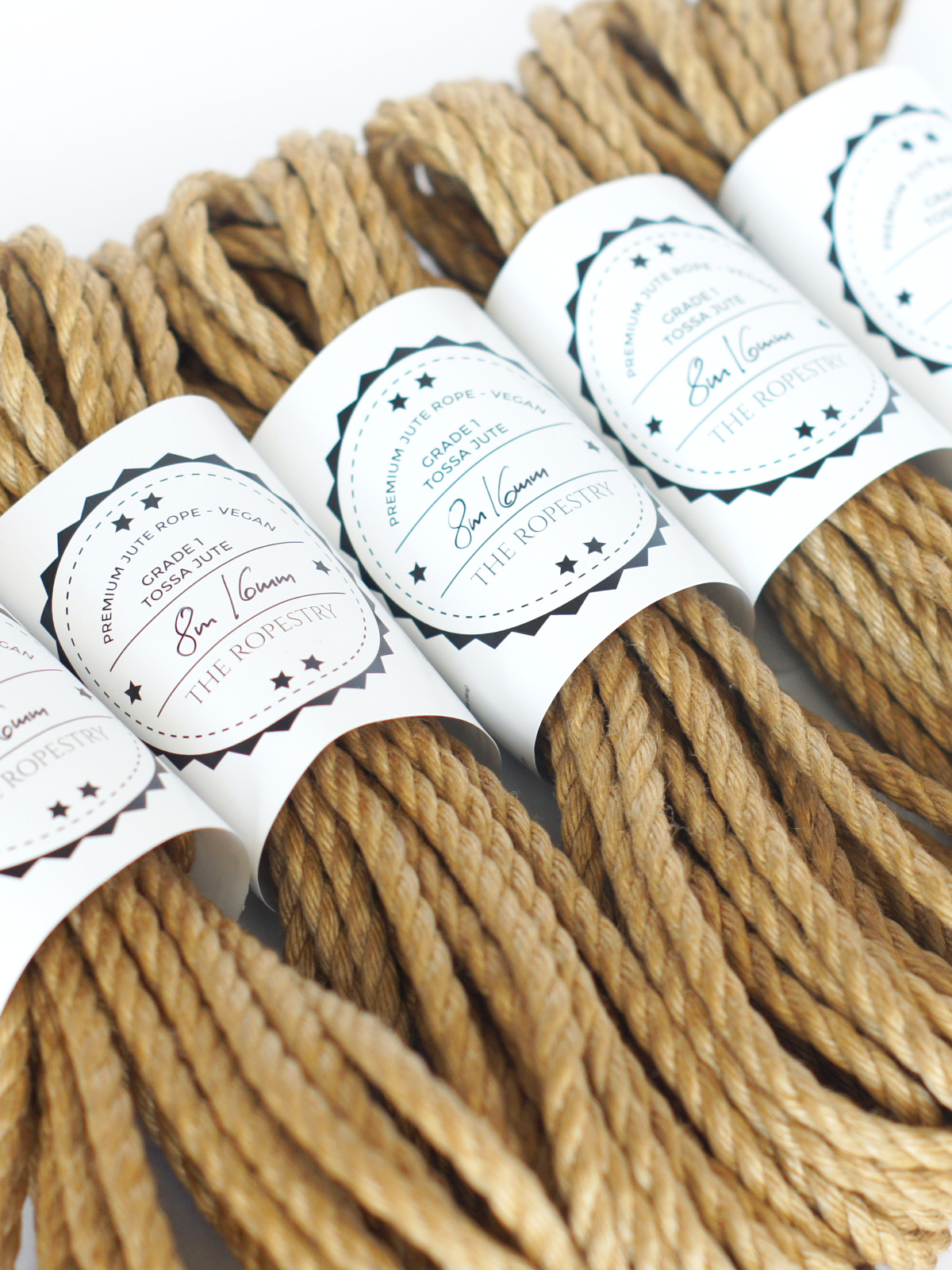 B-STOCK 5pc set, ∅ 6mm, 8m, jute rope, ready for use
