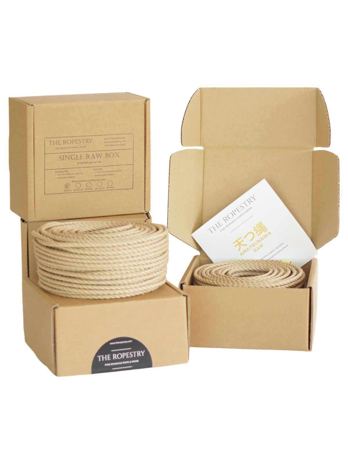 AMATSUNAWA RAW SINGLE RAW ROLL - 50m raw jute rope for bondage, Shibari and Kinbaku, cut and knot your own ropes