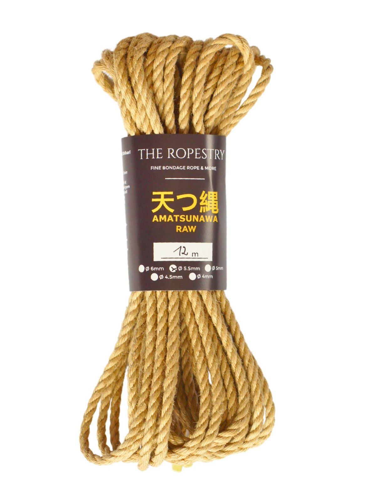 ø 5.5mm RAW AMATSUNAWA 5/5 jute rope for Shibari, Kinbaku bondage, untreated, JBO-free
