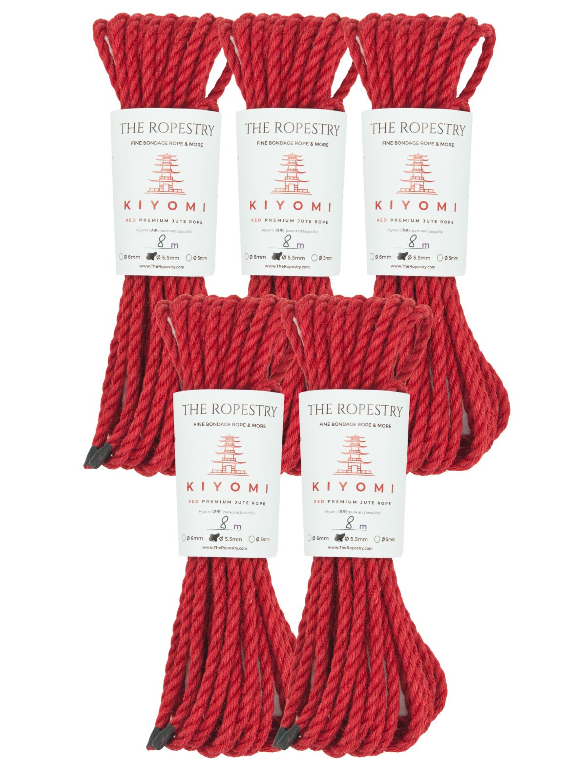ø 5.5mm KIYOMI RED strong single-ply Z-twist medium-lay jute rope for Shibari & Kinbaku applications, untreated, JBO-free  ø 5.5mm KIYOMI RED strong single-ply Z-twist medium-lay jute rope for Shibari & Kinbaku applications, untreated, JBO-free