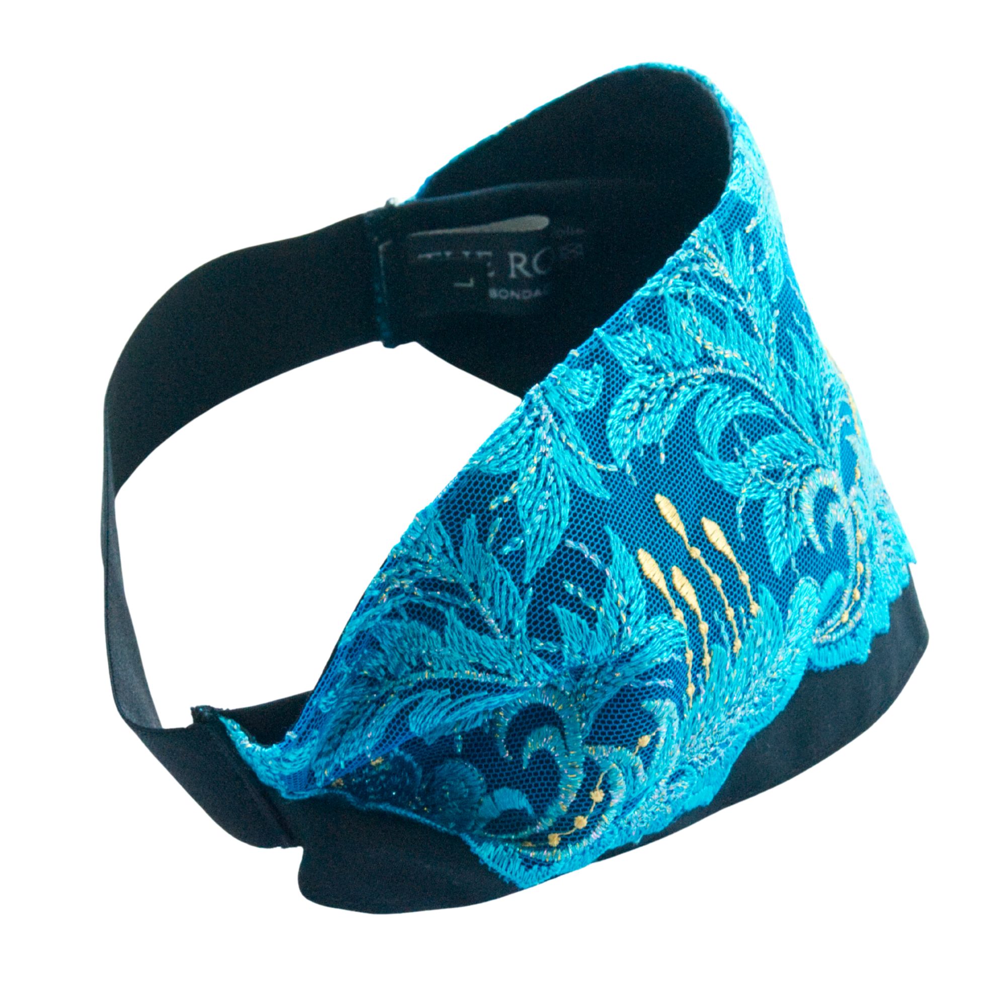 Blindfold "Cyan" with delicate lace – for Shibari & Sensory Play, Meditation Mask | Exclusive Design by TheRopestry