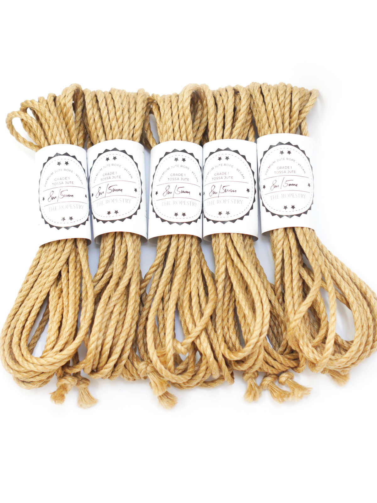 B-STOCK 5pc set, ∅ 5mm, 8m, jute rope, ready for use 